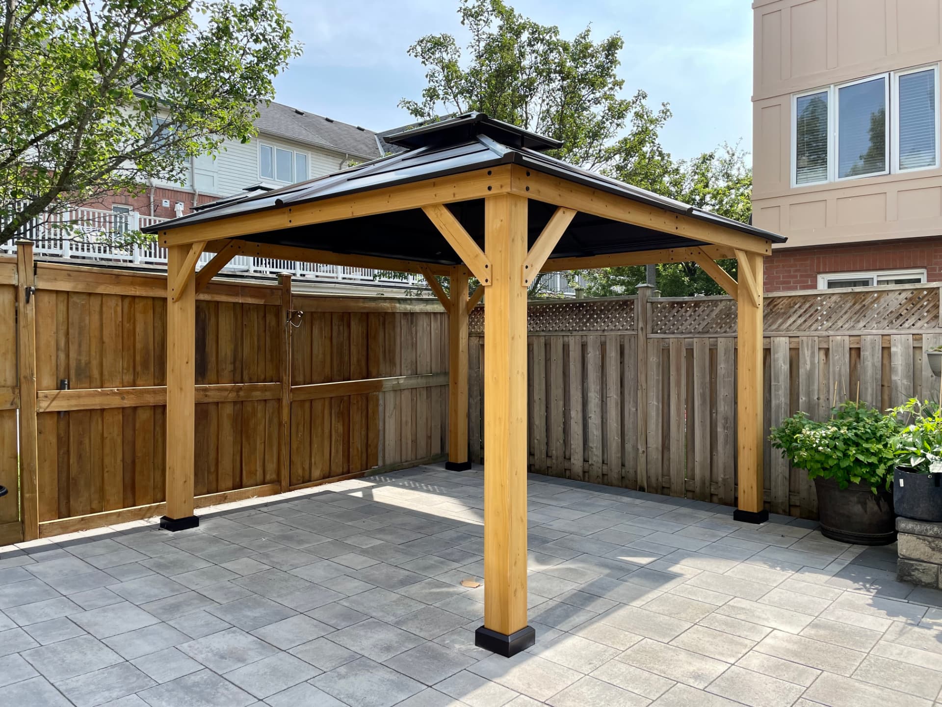 Cedar Gazebo & Stone Patio